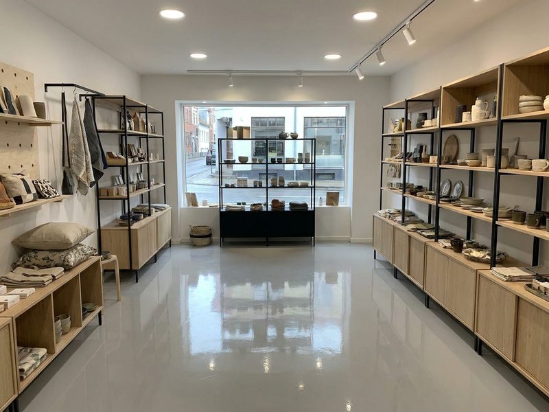 Commercial space with a polished epoxy floor