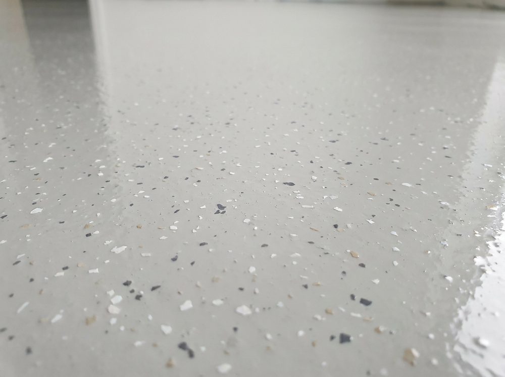 Close up of a smooth decorative epoxy floor finish