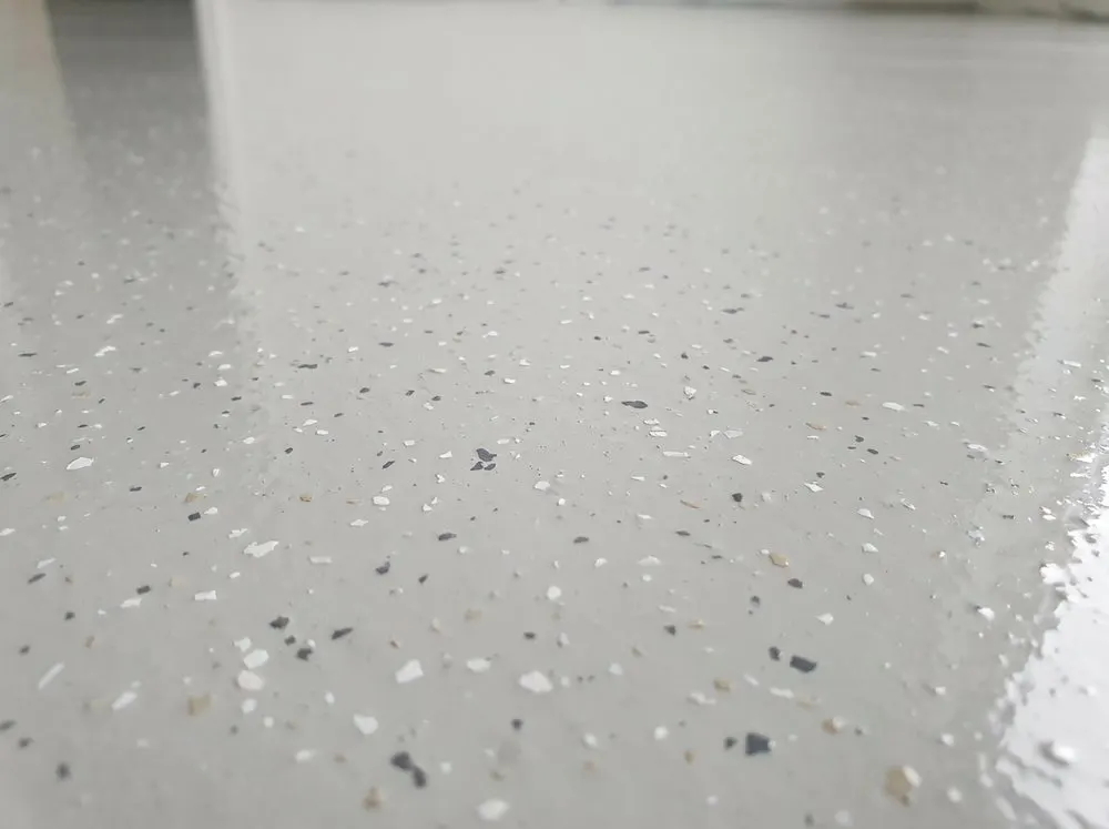 Close up of a smooth decorative epoxy floor finish